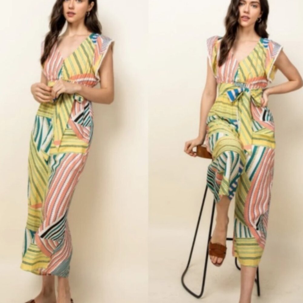 Thml Daphne Patterned Jumpsuit Size Small Flutter… - image 8